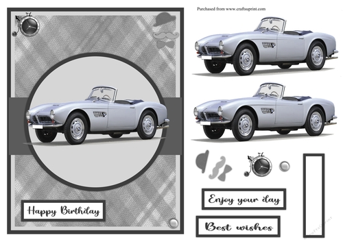Bmw in grey male birthday greeting card