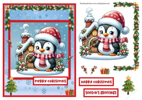 Penguin Christmas greeting card