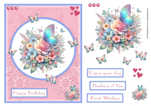 Retro butterflies birthday greeting card