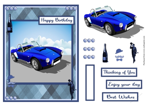 Sport card in blue male greeting card