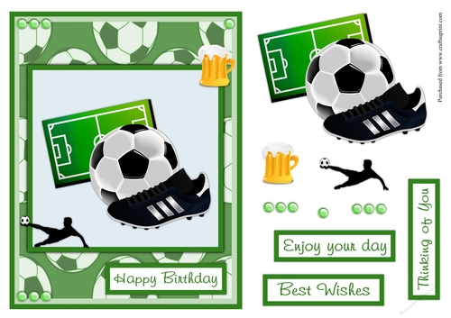 Soccer player and balloon greeting card