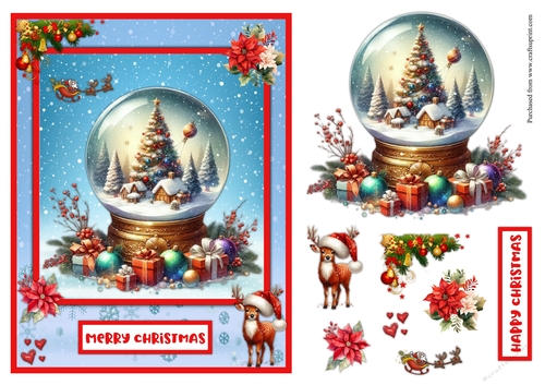 Snowglobe and Santa Claus Christmas greeting card