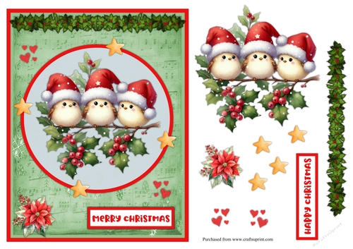 Three Birds Christmas greeting card
