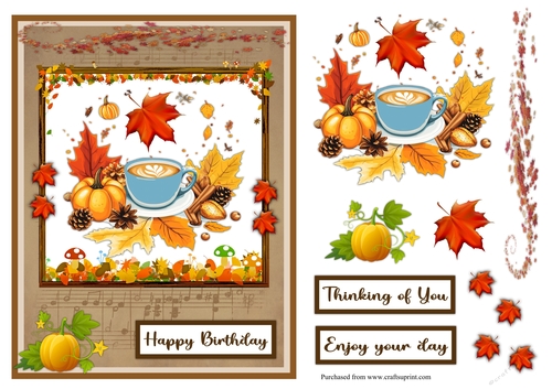 Birthday in Autumn or Fall greeting card