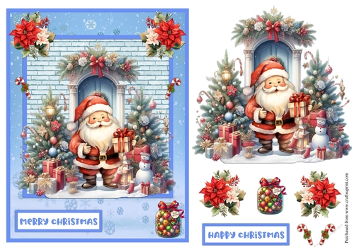 Santa Claus at the door greeting card