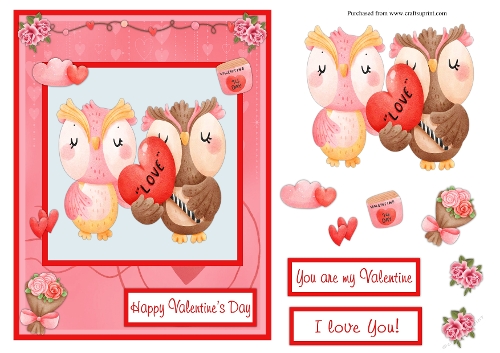 Owls couple Valentines day greeting card