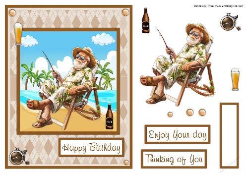 Fishing man birthday greeting card