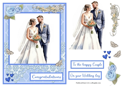 Bride and groom in watercolours greeting card