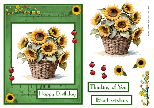 Sunflowers and ladybugs greeting card