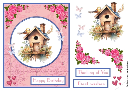 Birdhouse female greeting card