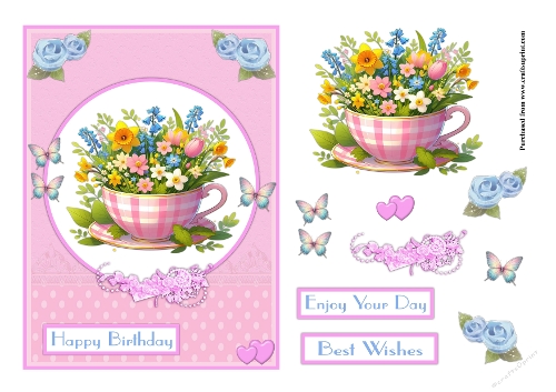 Flowers in a cup female greeting card