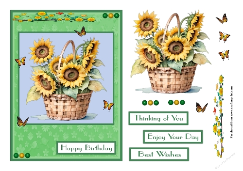 Sunflowers and butterflies greeting card