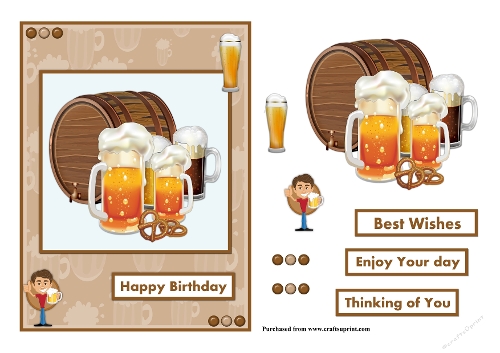 Glasses of beer male greeting card