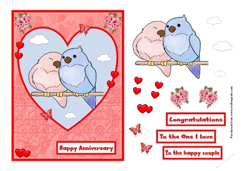 Cute Birds couple anniversary greeting card