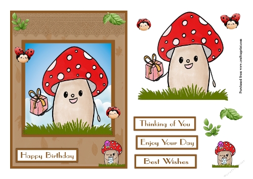 Mushroom with gift greeting card