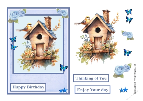 Bird wirh flowers female greeting card