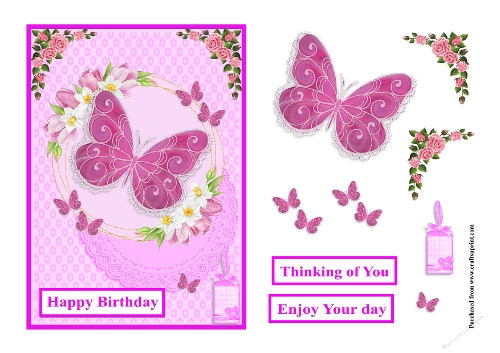 Flowers wreath and butterflies greeting card