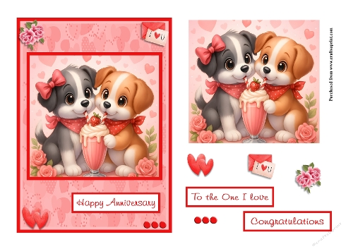 Dog couple anniversary greeting card