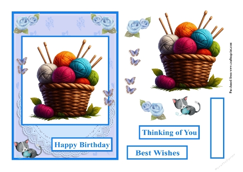 Knitting female greeting card