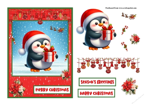 Christmas penguin greeting card