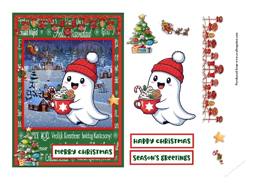 Happy Ghost Christmas greeting card