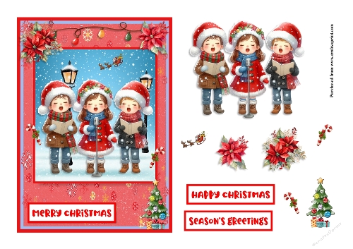 Christmas carol singers greeting card