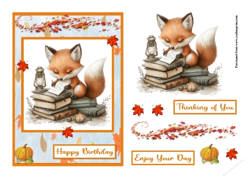 Fox writing a card greeting card