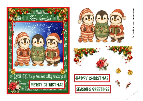 Penguins Christmas greeting card