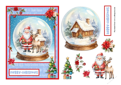 Cozy Cabin and Santa Claus Christmas greeting card