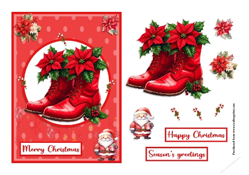 Red Boots Christmas greeting card