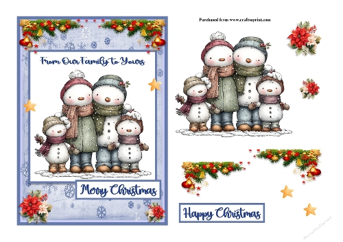 From Our Family To Yours Christmas Snowman greeting card