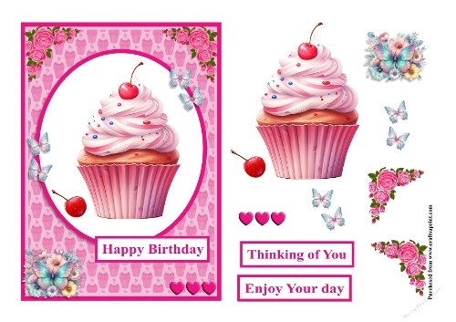 Cupcake and butterflies greeting card