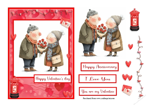 Couple Valentines day greeting card also for Anniversary and other romance occasions 