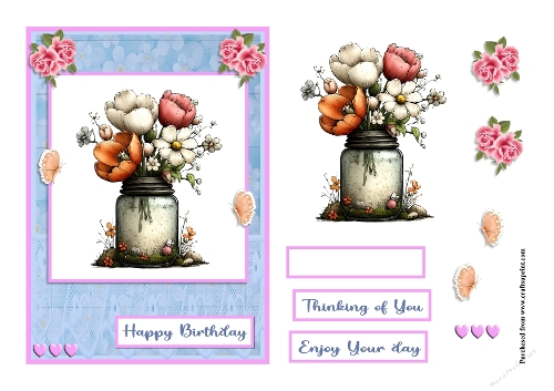 Tulips and daisy in a jar greeting card