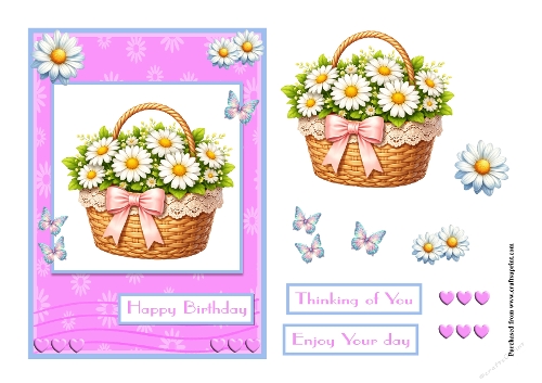 Daisies in a basket greeting card
