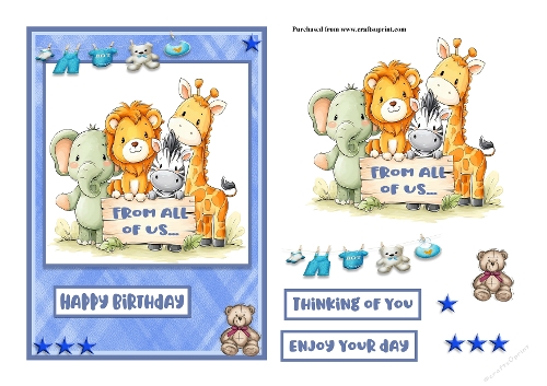Animals greeting card for baby boy
