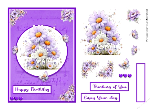 Daisies flowers in lilac greeting card