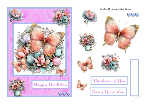 Butterflies and flowers female greeting card