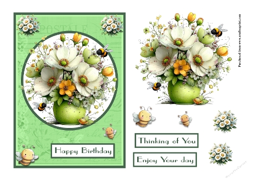 Spring bees and flowers greeting card