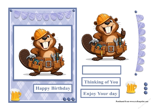 Beaver male greeting card