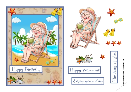 Grandma at the beach birthday greeting card also for retirement