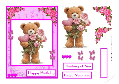 Teddy Bear with roses greeting card