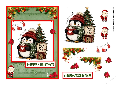 Frosty Penguin Christmas greeting card