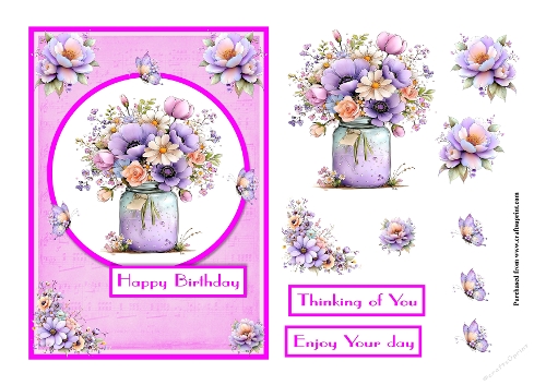 Beautiful floral greeting card for a birthday