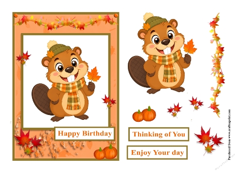 Beaver Autumn greeting card