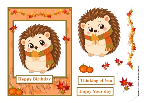 Hedgehog Autumn Fall greeting card