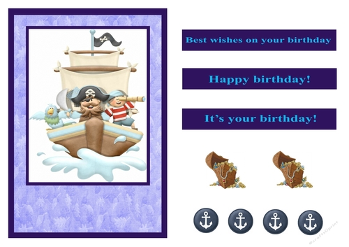 Birthdays boy greeting card with pirates