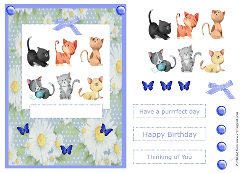 Have a purrrfect day greeting card with kittens for birthday and other occasions