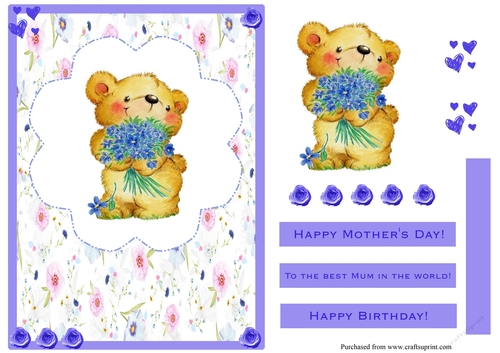 Mum Greeting Card with Bear
