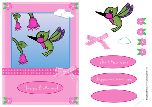Hummingbird birthday greeting card